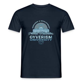 Gyverism. Lavée avec toutes les eaux - T-shirt homme - marine - Devant - AI Model Male 178 light (178cm)