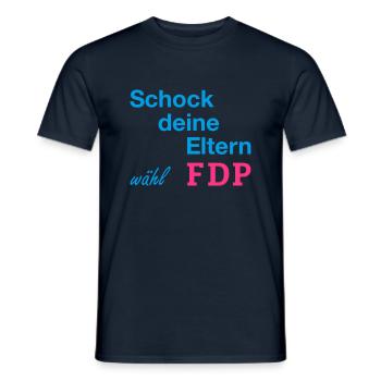 Schock deine Eltern wähl FDP - Männer T-Shirt - Navy - Vorne - AI Model Male 178 light (178cm)