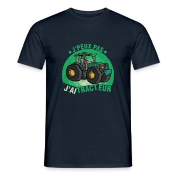 je peux pas j'ai tracteur humour agriculteur ferme - T-shirt homme - marine - Devant - AI Model Male 178 light (178cm)