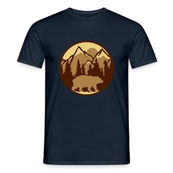 Mountains Forest Bear - Men's T-Shirt - navy - Front - AI Model Male 178 light (178cm)