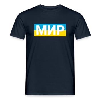 МИР = Frieden auf russisch – Stop the war, Putin ! - Männer T-Shirt - Navy - Vorne - AI Model Male 178 light (178cm)
