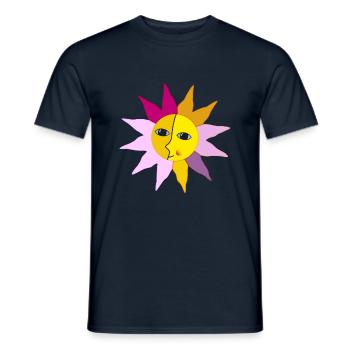 Soleil Rayons Lune Face Moment Bonheur hygge - T-shirt homme - marine - Devant - AI Model Male 178 light (178cm)