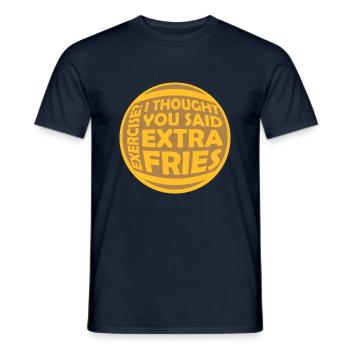 Exercise Extra Fries Zitat - Männer T-Shirt - Navy - Vorne - AI Model Male 178 light (178cm)