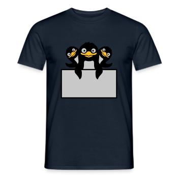 3 penguins behind shield - Men's T-Shirt - navy - Front - AI Model Male 178 light (178cm)