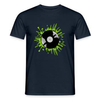 Color blobs vinyl record drops - Men's T-Shirt - navy - Front - AI Model Male 178 light (178cm)