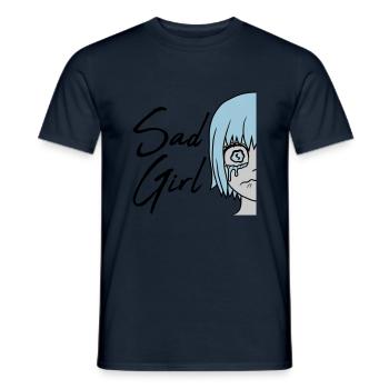 Sad Girl face crying - Men's T-Shirt - navy - Front - AI Model Male 178 light (178cm)