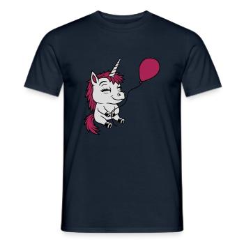 Happy Balloon Unicorn Comic - Men's T-Shirt - navy - Front - AI Model Male 178 light (178cm)