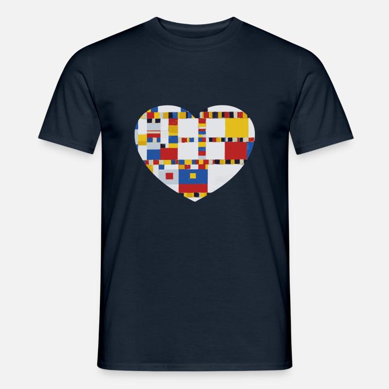 Herz mit Malerei Mondrian Victory Boogie Woogie - Männer T-Shirt - Navy
