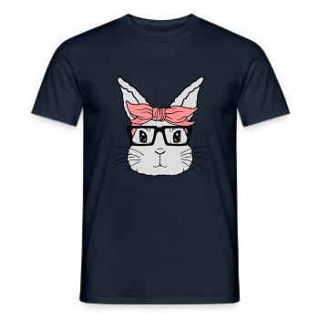 Female Nerd Rabbit Face - Men's T-Shirt - navy - Front - AI Model Male 178 light (178cm)