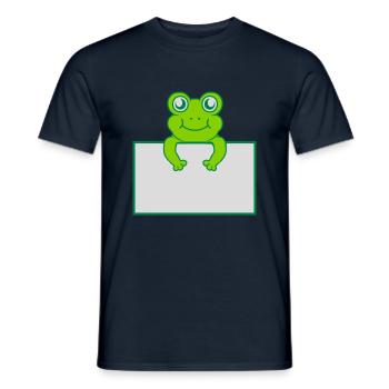 Text präsentieren Frosch Schild - Männer T-Shirt - Navy - Vorne - AI Model Male 178 light (178cm)
