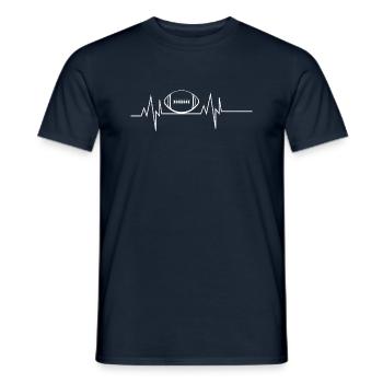 Rugby Ball Heartbeat - Men's T-Shirt - navy - Front - AI Model Male 178 light (178cm)