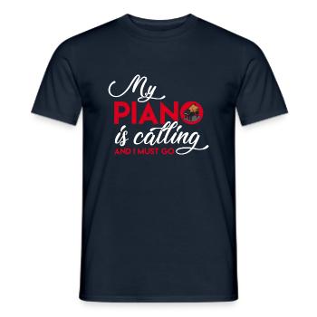 Mein Piano ruft Spruch Lustig Klavier Pianist - Männer T-Shirt - Navy - Vorne - AI Model Male 178 light (178cm)