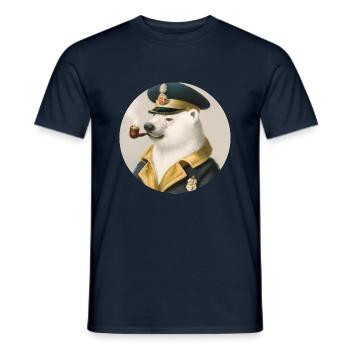 Old fur seal - polar bear with pipe - Men's T-Shirt - navy - Front - AI Model Male 178 light (178cm)