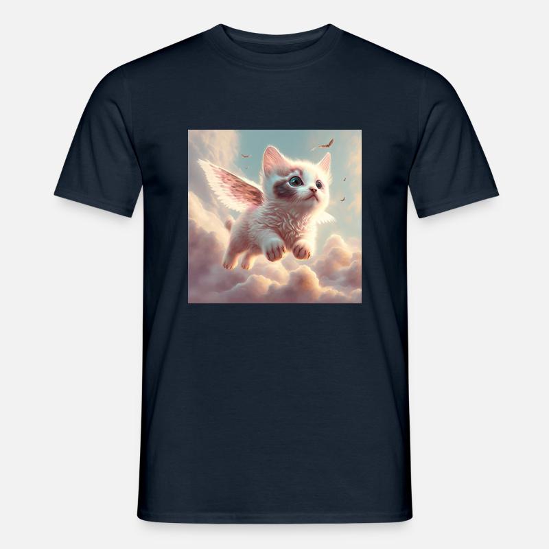 Süßes fliegendes Kätzchen - Männer T-Shirt - Navy