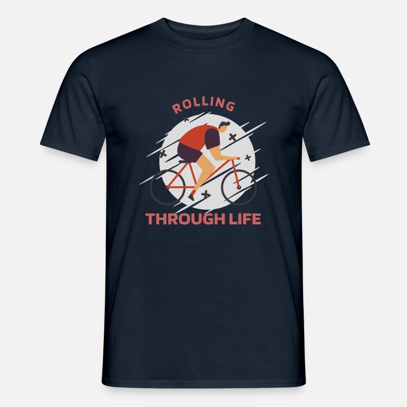 Rolling Through Life Retro Biking - Männer T-Shirt - Navy