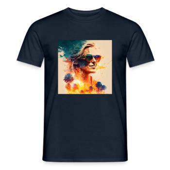 A woman in the sun - Men's T-Shirt - navy - Front - AI Model Male 178 light (178cm)