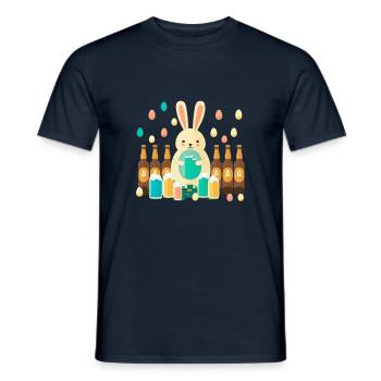 Beer Easter Easter Bunny with Easter Eggs - Men's T-Shirt - navy - Front - AI Model Male 178 light (178cm)