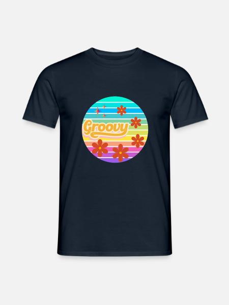 "Vibrieren Sie zum Klang von Groovy: der trendige Print" - Männer T-Shirt - Navy