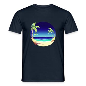 Vacances d’été Palm Island Beach Sun Palm - T-shirt homme - marine - Devant - AI Model Male 178 light (178cm)