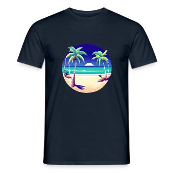 Sommerurlaub Palmen Insel Strand Sonne Palme - Männer T-Shirt - Navy - Vorne - AI Model Male 178 light (178cm)