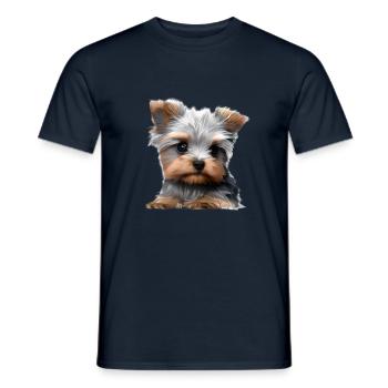 Yorkshire Terrier chien propriétaire chien chiot - T-shirt homme - marine - Devant - AI Model Male 178 light (178cm)