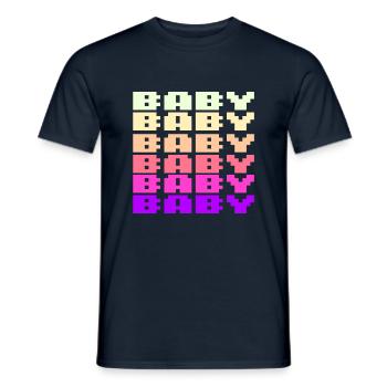 BABY Schriftzug Retro Gaming 8bit - Männer T-Shirt - Navy - Vorne - AI Model Male 178 light (178cm)