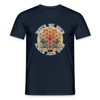 T-Shirt, Flower of Life, Sacred Geometry - Men's T-Shirt - navy - Front - AI Model Male 178 light (178cm)