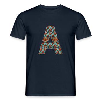 Letter A- boho design - Men's T-Shirt - navy - Front - AI Model Male 178 light (178cm)