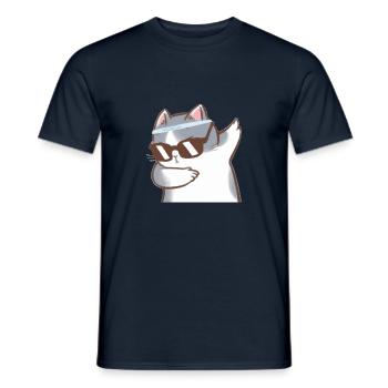 Katze mit Dab - Männer T-Shirt - Navy - Vorne - AI Model Male 178 light (178cm)