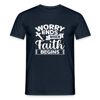 L’inquiétude prend fin lorsque la foi commence - T-shirt homme - marine - Devant - AI Model Male 178 light (178cm)