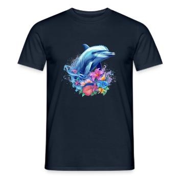 Dolphin, Dolphin, Sea, South Seas, Summer, Ocean, Dolphin - Men's T-Shirt - navy - Front - AI Model Male 178 light (178cm)