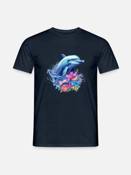 Dolphin, Delfin Meer Südsee Sommer Ozean Delphin - Männer T-Shirt - Navy