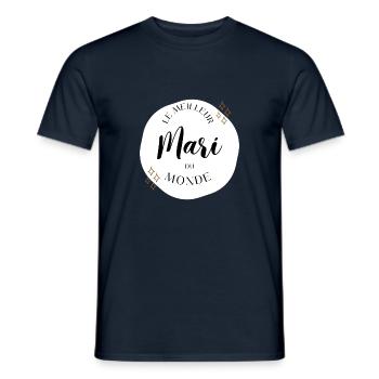 meilleur mari cadeau pour époux - T-shirt homme - marine - Devant - AI Model Male 178 light (178cm)