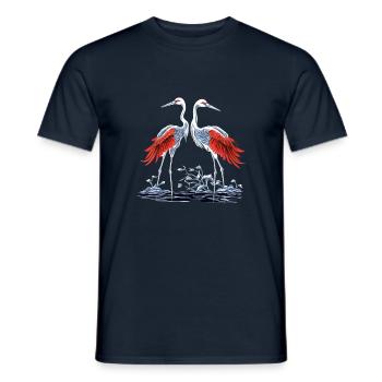Two Japanese cranes - Men's T-Shirt - navy - Front - AI Model Male 178 light (178cm)