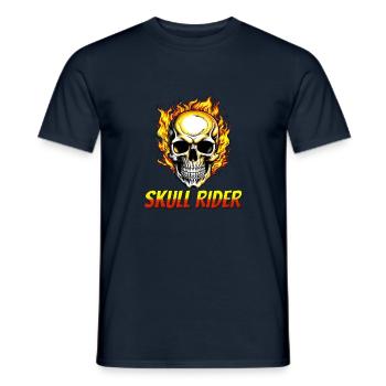 Crâne en feu, le cavalier du crâne arrive - T-shirt homme - marine - Devant - AI Model Male 178 light (178cm)
