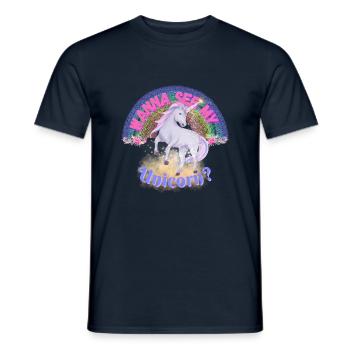 want to see my Unicorn Unicorn Ugly Sweater Retro - Men's T-Shirt - navy - Front - AI Model Male 178 light (178cm)