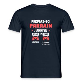 prépare toi parrain j'arrive - annonce grossesse - T-shirt homme - marine - Devant - AI Model Male 178 light (178cm)