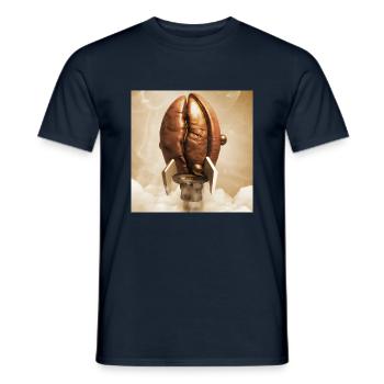 Launch your day with a Coffee Bean Coffee! - Men's T-Shirt - navy - Front - AI Model Male 178 light (178cm)