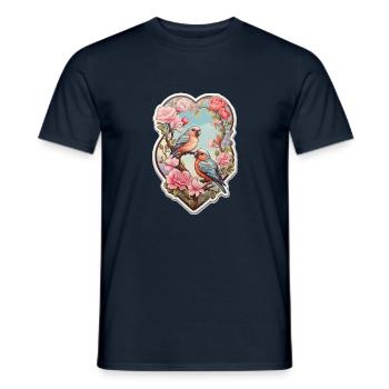 Zwei Turteltauben sitzen auf einem herzförmigen As - Männer T-Shirt - Navy - Vorne - AI Model Male 178 light (178cm)