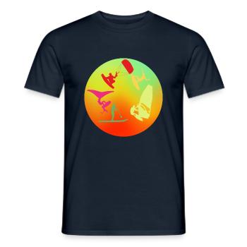 Rond multicolore wind wing kite sup surf - T-shirt homme - marine - Devant - AI Model Male 178 light (178cm)