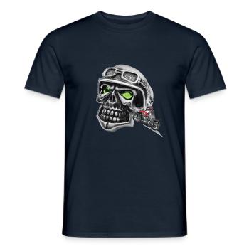 tête de mort motard - T-shirt homme - marine - Devant - AI Model Male 178 light (178cm)