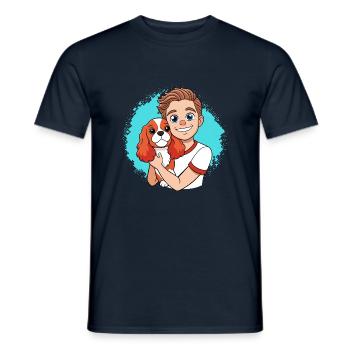 Cavalier King Charles Spaniel Kuscheln mit Mensch - Männer T-Shirt - Navy - Vorne - AI Model Male 178 light (178cm)