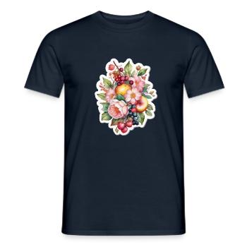 Blumen und Obst - Männer T-Shirt - Navy - Vorne - AI Model Male 178 light (178cm)