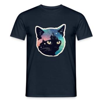 Katze in den Sternen - Männer T-Shirt - Navy - Vorne - AI Model Male 178 light (178cm)