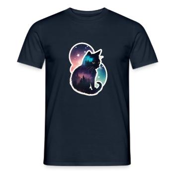Katze in den Sternen - Männer T-Shirt - Navy - Vorne - AI Model Male 178 light (178cm)