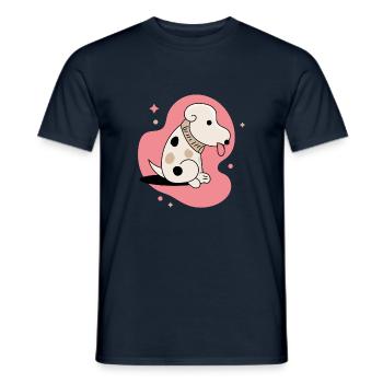 Chien chiot mignon assis avec toungue out amant des animaux - T-shirt homme - marine - Devant - AI Model Male 178 light (178cm)