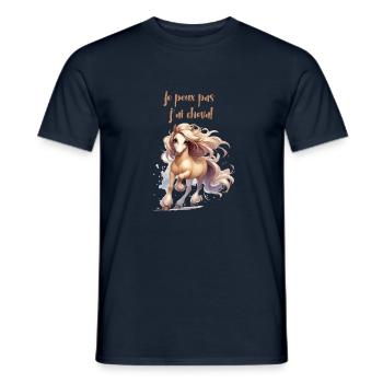 je peux pas j'ai cheval - T-shirt homme - marine - Devant - AI Model Male 178 light (178cm)
