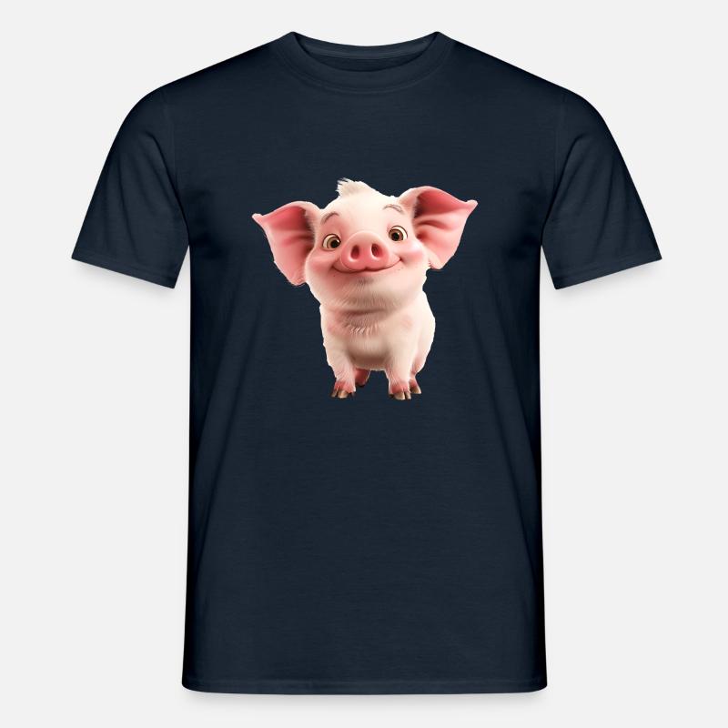 Mały słodki prosiaczek - T-shirt męski - granatowy