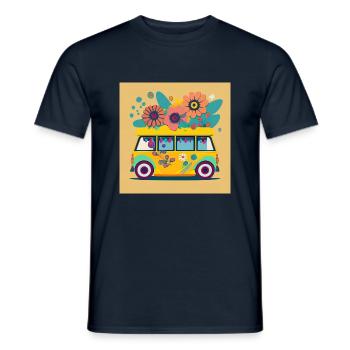 Sonnenstrahl-Express: Blumenzauber in Pastell - Männer T-Shirt - Navy - Vorne - AI Model Male 178 light (178cm)