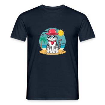 chat été - T-shirt homme - marine - Devant - AI Model Male 178 light (178cm)
